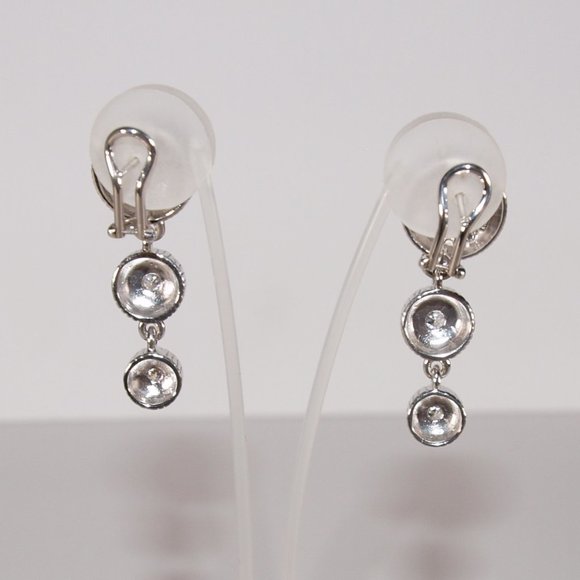 Judith Ripka Dangle Sterling Silver & Diamonique(R) Omega Back Earrings - Picture 4 of 6